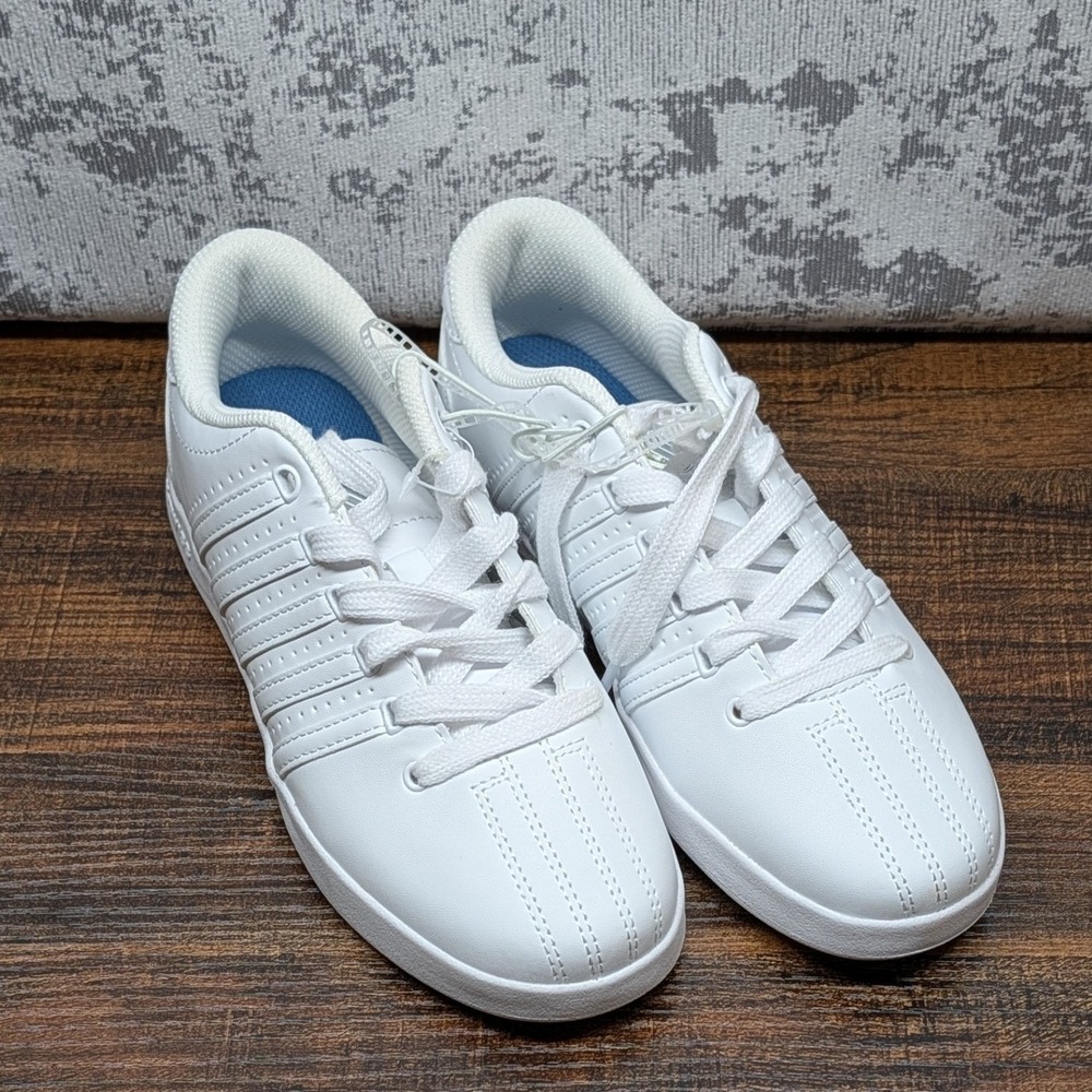 K-Swiss KSS10004Y Low Court Style White Sneakers Youth Size 4.5 USA 37 EUR